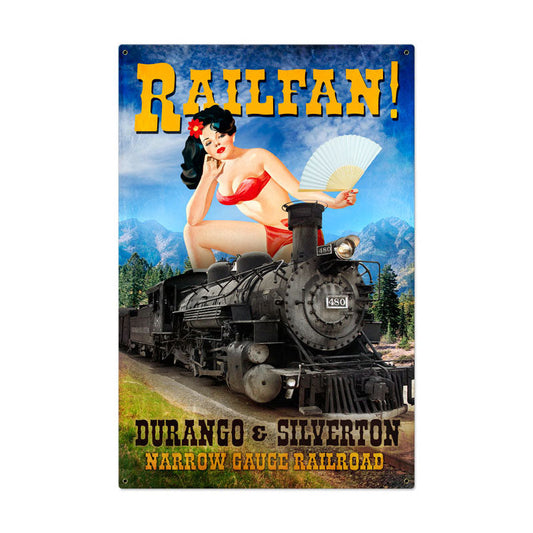 Railfan Vintage Style Metal Sign 24 x 36