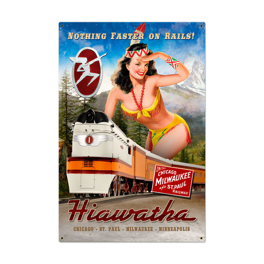 Hiawatha Indian Vintage Style Metal Sign 24 x 36
