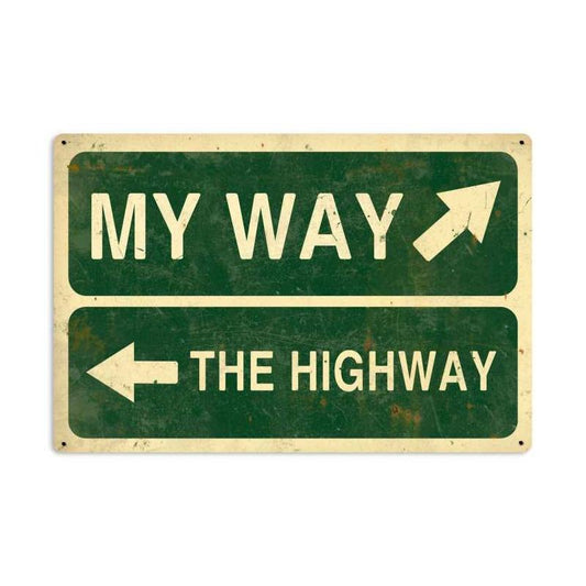 My Way Highway Vintage Style Metal Sign 36 x 24