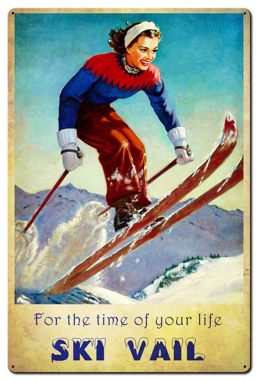 Ski Vail Time Of Life Vintage Style Metal Sign 24 x 36