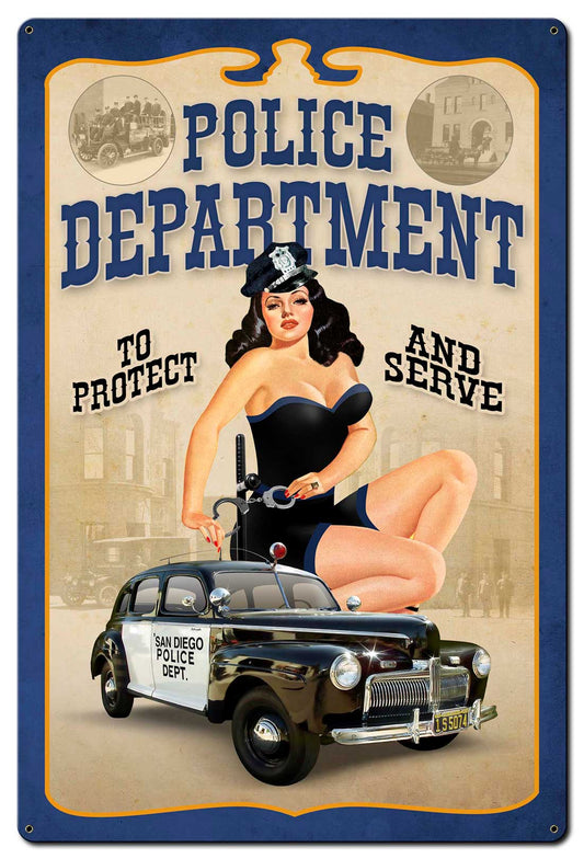 San Diego Police Department Vintage Style Metal Sign 24 x 36
