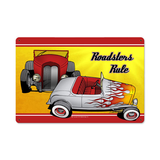 Roadsters Rule Vintage Style Metal Sign 18 x 12