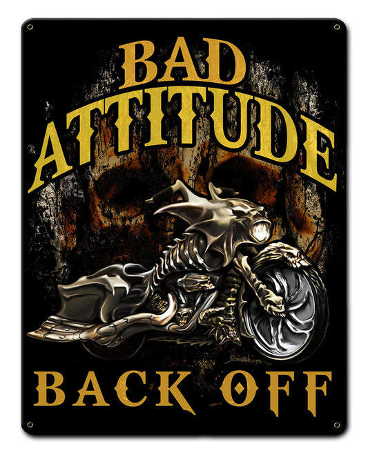 Bad Attitude Bad Ass Bagger Vintage Style Metal Sign 12 x 15