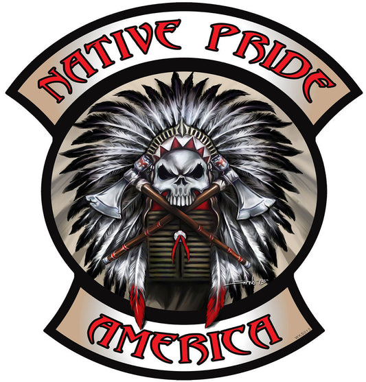 Native Pride Indian Skull Vintage Style Metal Sign 26 x 24